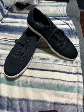 Cole Haan Navy Knit Lace-Up Sneakers with White Sole